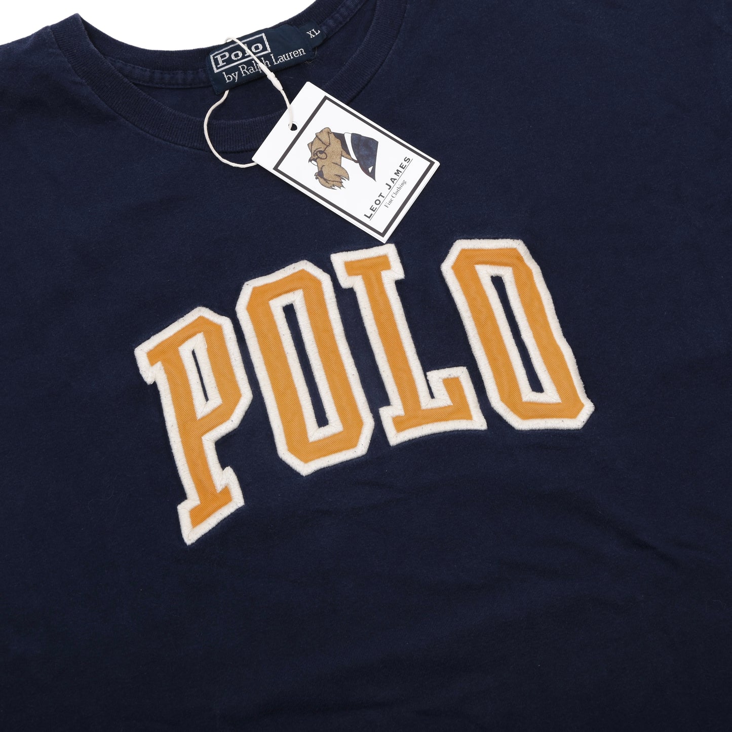 Vintage Polo Ralph Lauren Spellout T-Shirt Größe XL ca. 64,5 cm – Marineblau