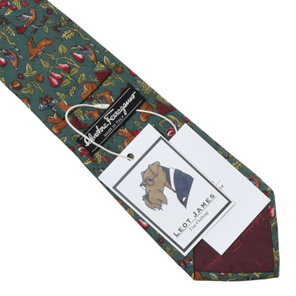 Salvatore Ferragmamo Silk Tie ca. 144cm/9cm - Green Woodland Print