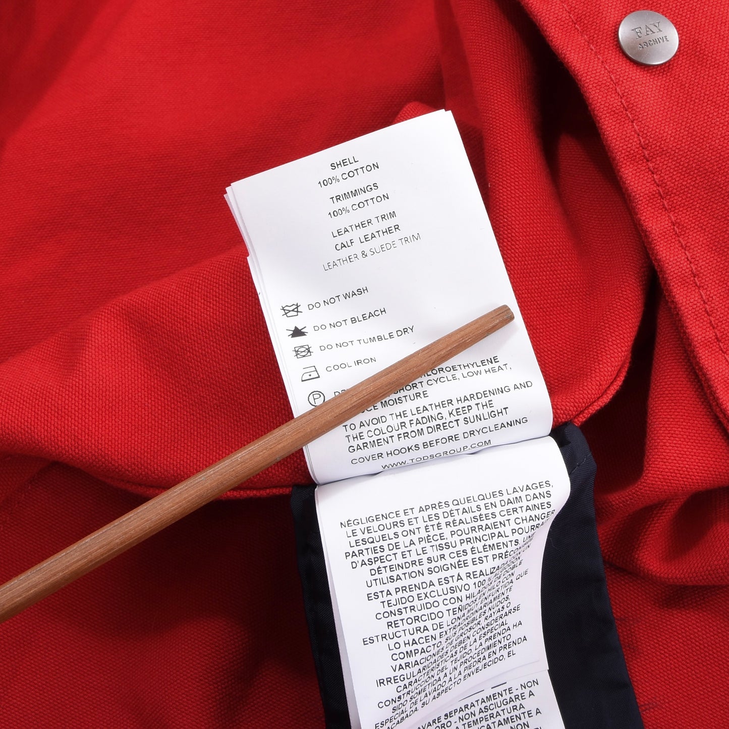 Fay Archive 4 Ganci Feuerwehrjacke, Größe L, Brustumfang ca. 63 cm – Rot