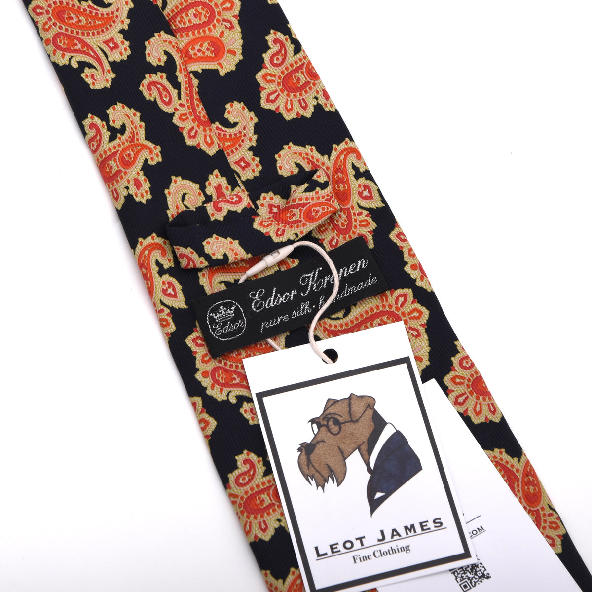 Edsor Kronen Silk Tie - Orange Paisley