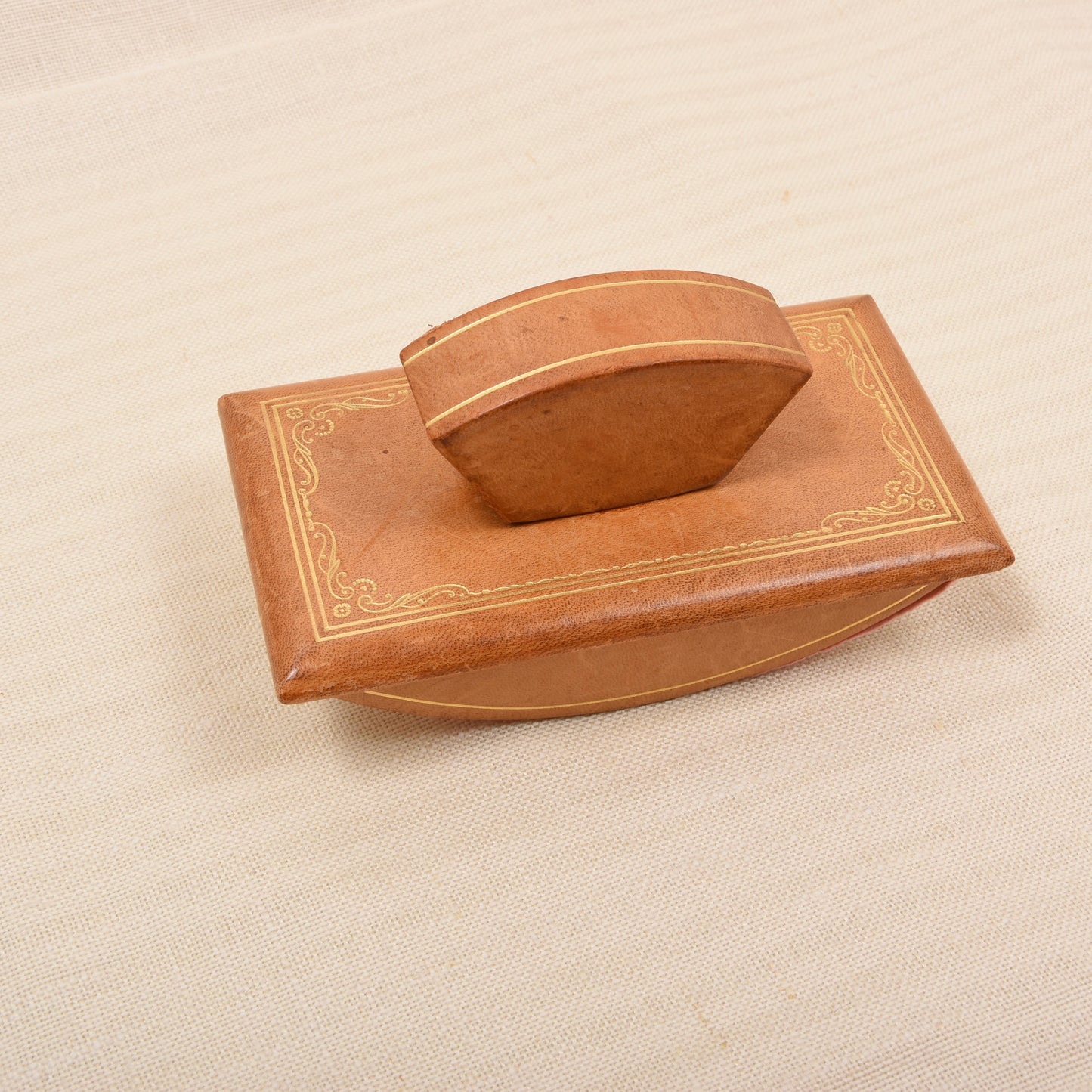 Vintage 4-teiliges Leder-Schreibset mit Wendbarer Schreibunterlage
