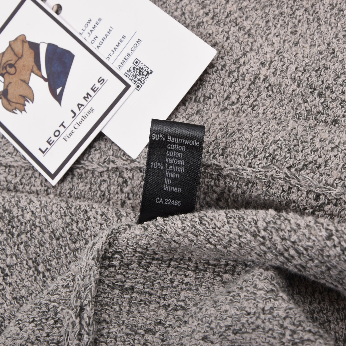 Phil Petter Baumwolle-Leinen Stricksakko Gr. L Made in Austria - Grau Melange