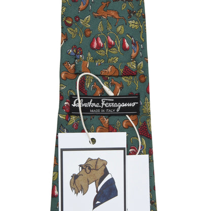 Salvatore Ferragmamo Silk Tie ca. 144cm/9cm - Green Woodland Print