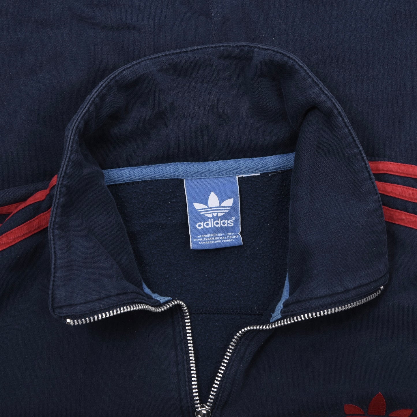 Adidas Cotton Blend Track Suit Size M Chest ca. 63.5cm - Navy/Red