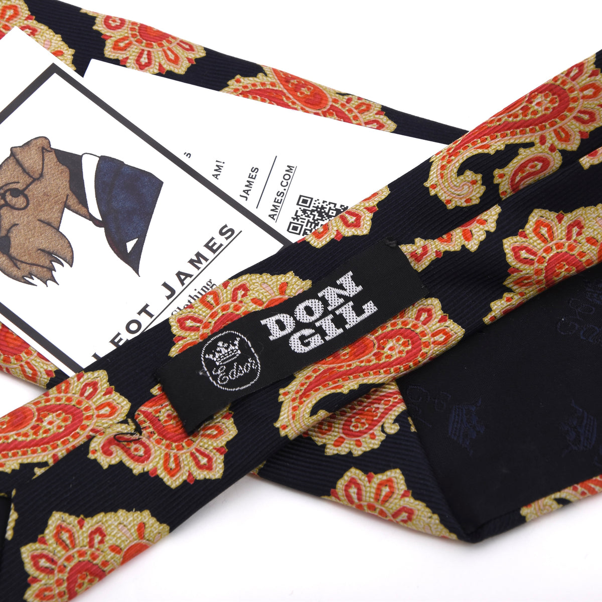 Edsor Kronen Silk Tie - Orange Paisley