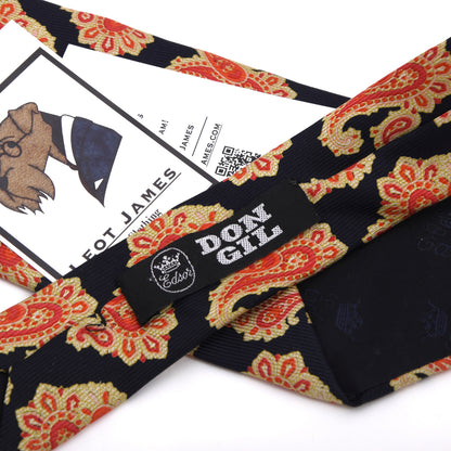 Edsor Kronen Silk Tie - Orange Paisley