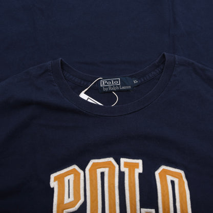 Vintage Polo Ralph Lauren Spellout T-Shirt Größe XL ca. 64,5 cm – Marineblau