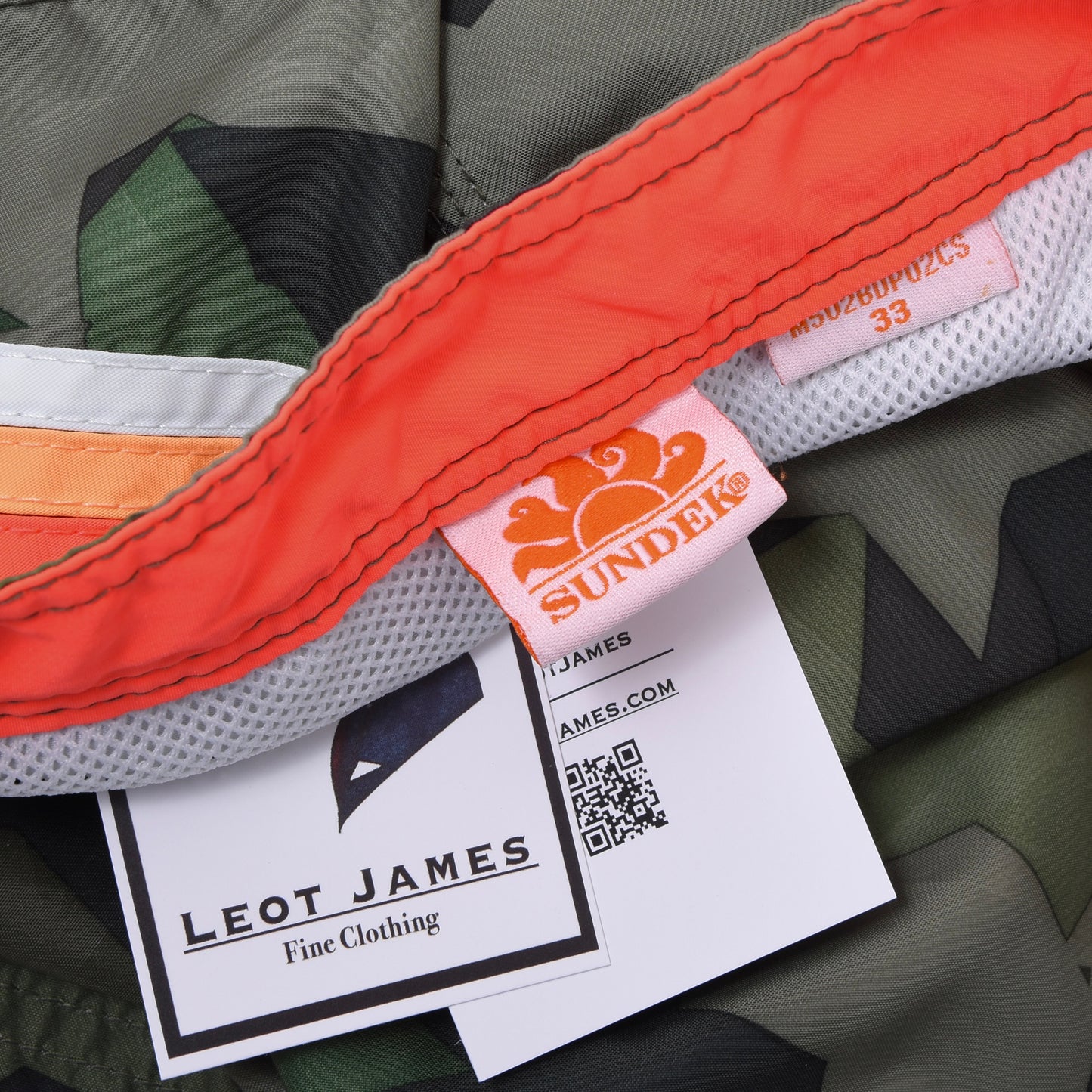 Sundek Swim Trunks Size 33 - Green Star Camouflage