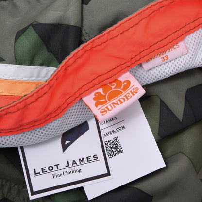 Sundek Swim Trunks Size 33 - Green Star Camouflage