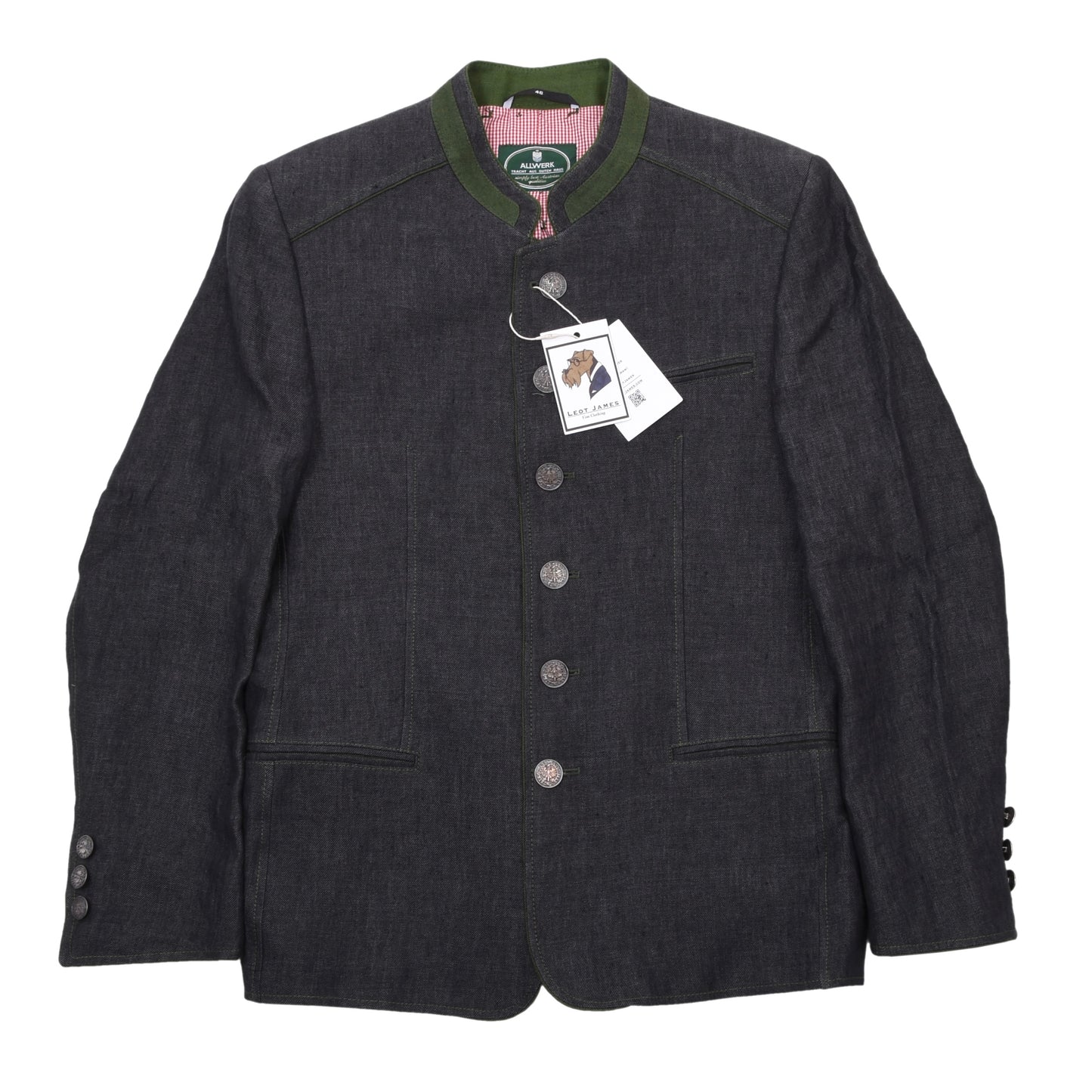Allwerk 100% Leinen Janker/Jacke Größe 46 ca. 52,5cm - Grau
