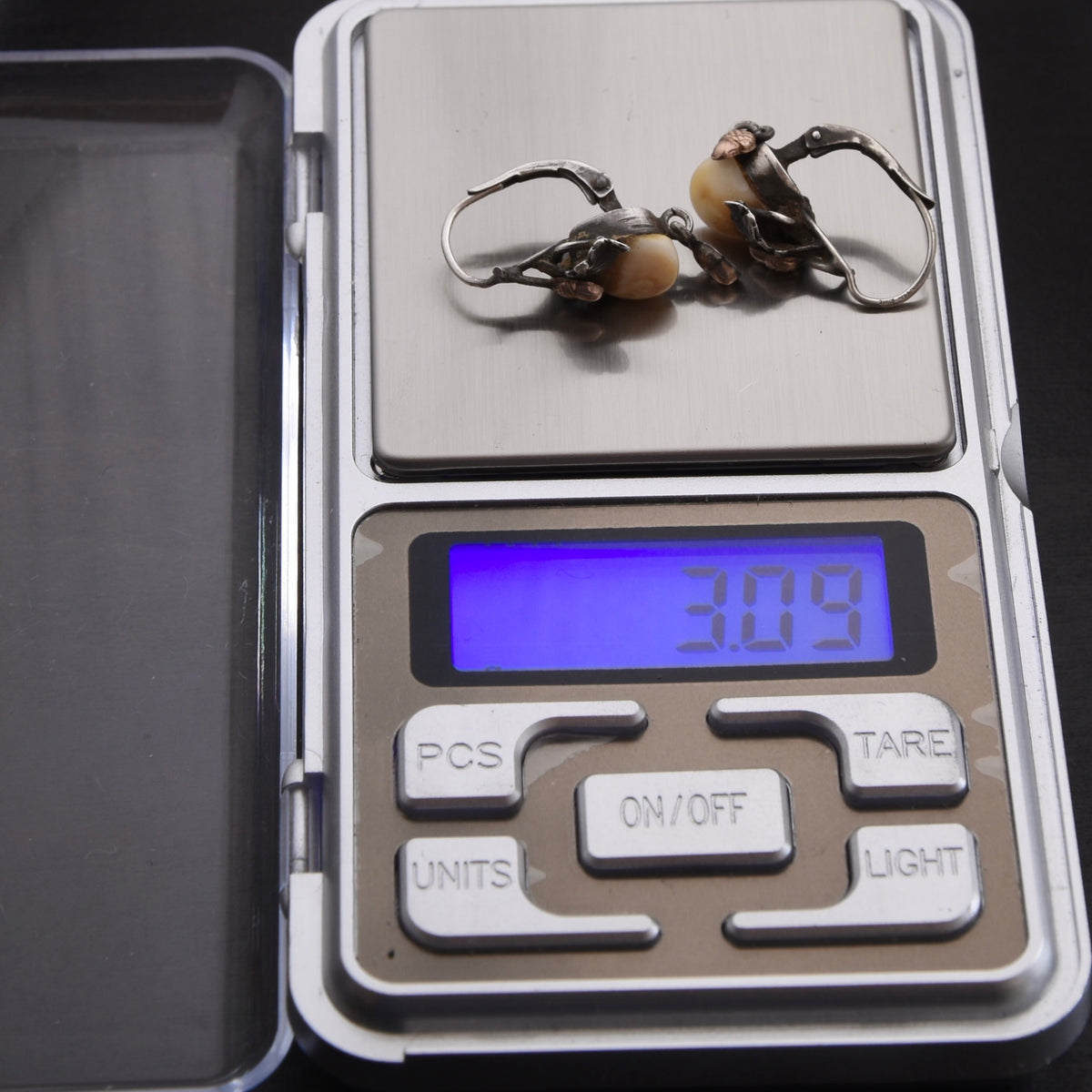 Vintage Jagd-Ohrringe 800 Silber mit Grandl ca. 2cm