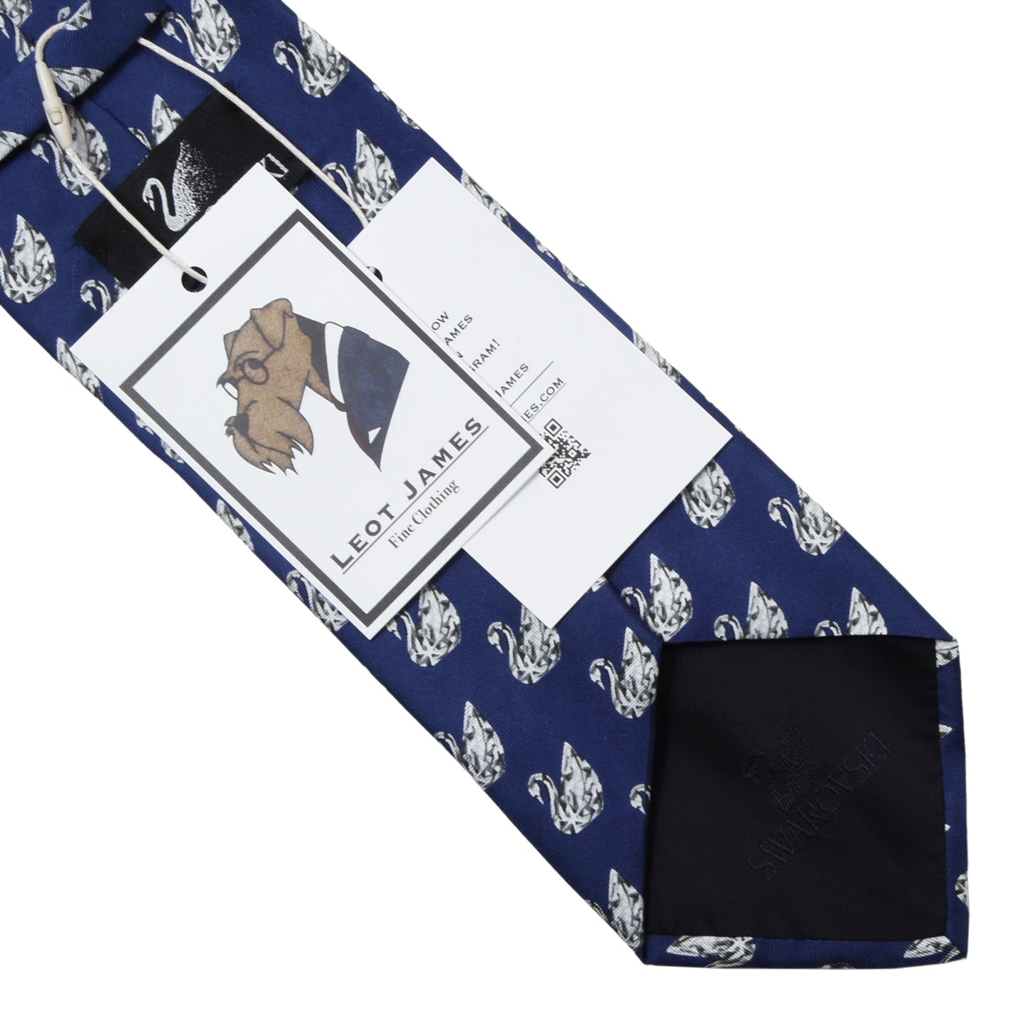 Swarovski Silk Tie ca. 143m/9.5cm - Blue Swans