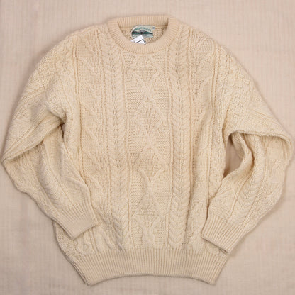 Aran Crafts 100% Wool Fisherman's Sweater Size XXL Made in Ireland - Natural