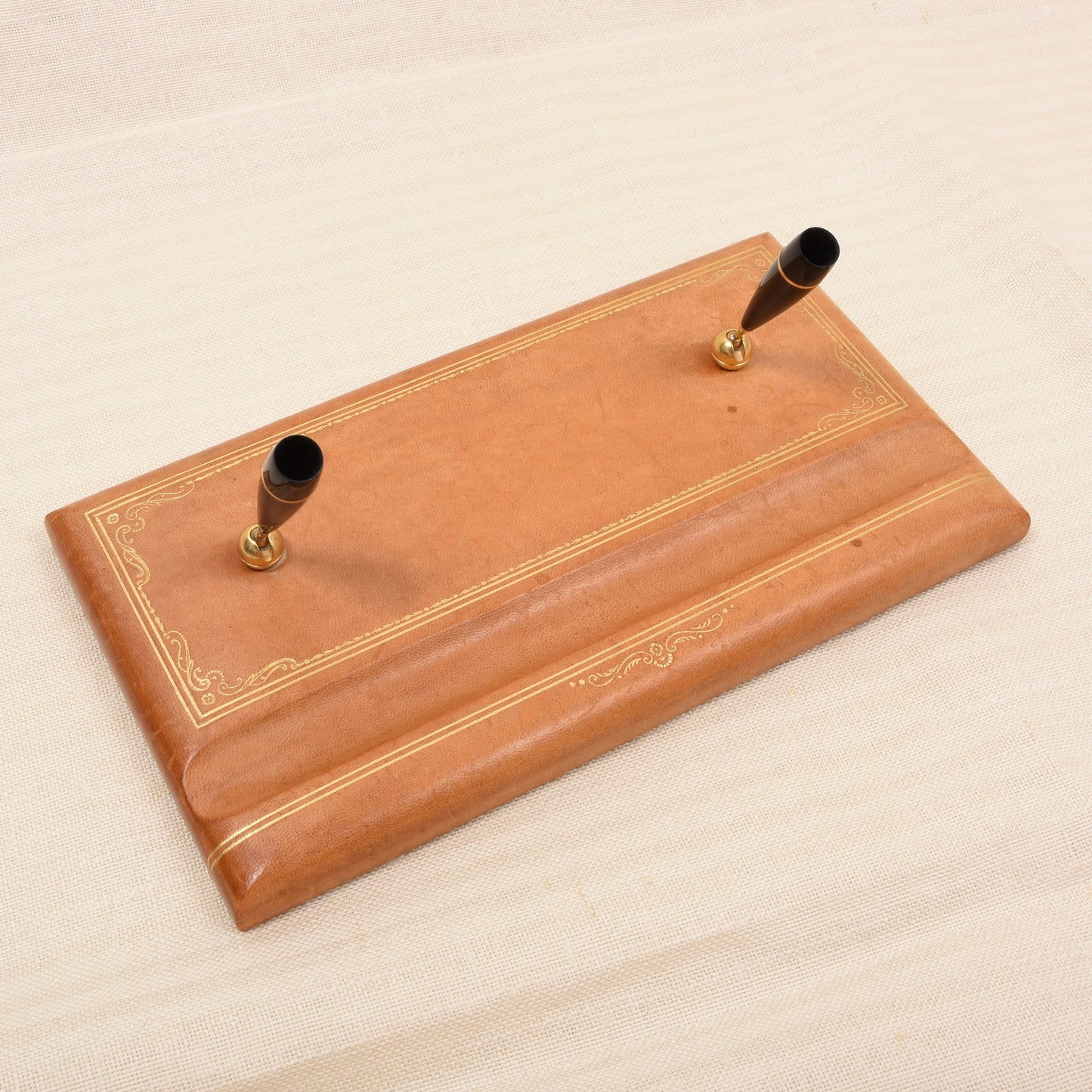 Vintage 4-teiliges Leder-Schreibset mit Wendbarer Schreibunterlage