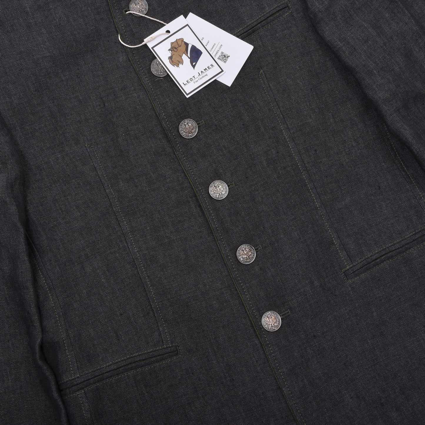 Allwerk 100% Leinen Janker/Jacke Größe 46 ca. 52,5cm - Grau
