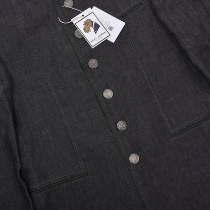 Allwerk 100% Leinen Janker/Jacke Größe 46 ca. 52,5cm - Grau