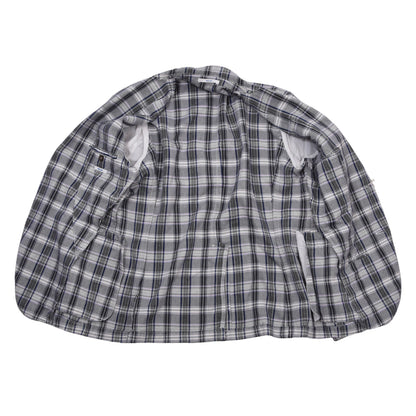 Paoloni Baumwoll-Leinen Jacke Größe 52 ca. 55cm - Grau Kariert