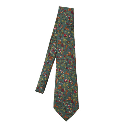 Salvatore Ferragmamo Silk Tie ca. 144cm/9cm - Green Woodland Print