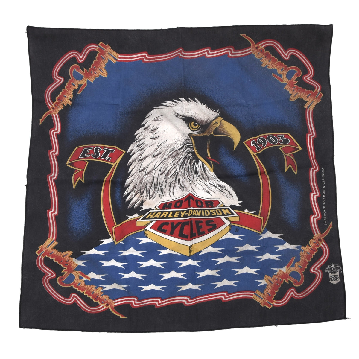 Vintage 1980er Harley Davidson Bandana/Kopftuch 53cm Made in the USA - Adler