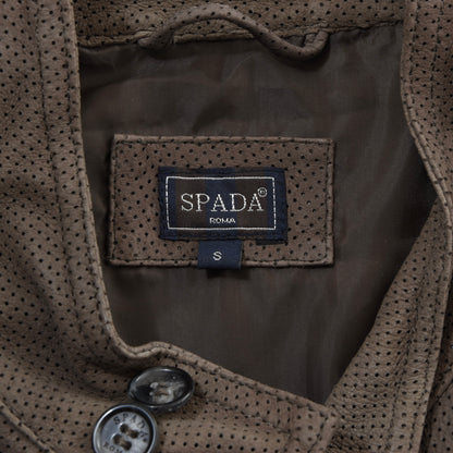 Spada Roma Perforated Leather Jacket Size S Chest ca. 50cm - Brown