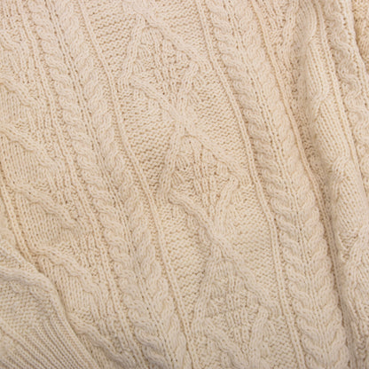 Aran Crafts 100% Wool Fisherman's Sweater Size XXL Made in Ireland - Natural