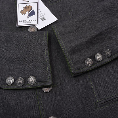 Allwerk 100% Leinen Janker/Jacke Größe 46 ca. 52,5cm - Grau