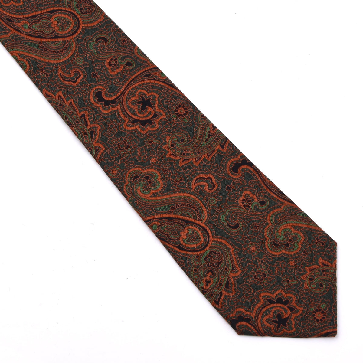 Vintage Adlmüller Jacquard Seide Krawatte 140cm - Orange/Grün Paisley