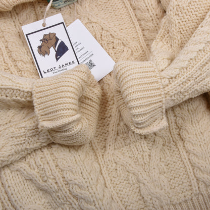 Aran Crafts 100% Wool Fisherman's Sweater Size XXL Made in Ireland - Natural