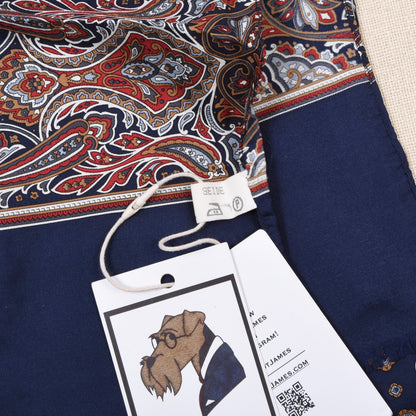 Classic 100% Silk Dress Scarf ca. 136cm - Navy Paisley