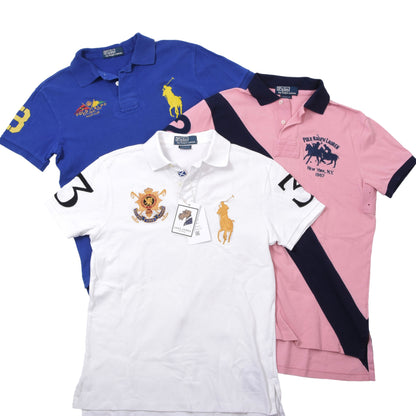 Polo Ralph Lauren 3x Polo Shirts Custom Fit ca. 47-49cm - White/Pink/Blue
