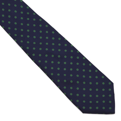 NOS Phoenix Silk Tie - Navy/Green Polka Dots