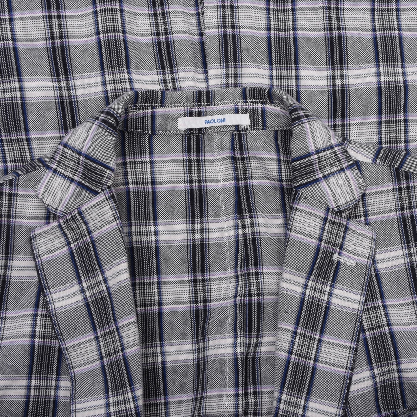 Paoloni Baumwoll-Leinen Jacke Größe 52 ca. 55cm - Grau Kariert