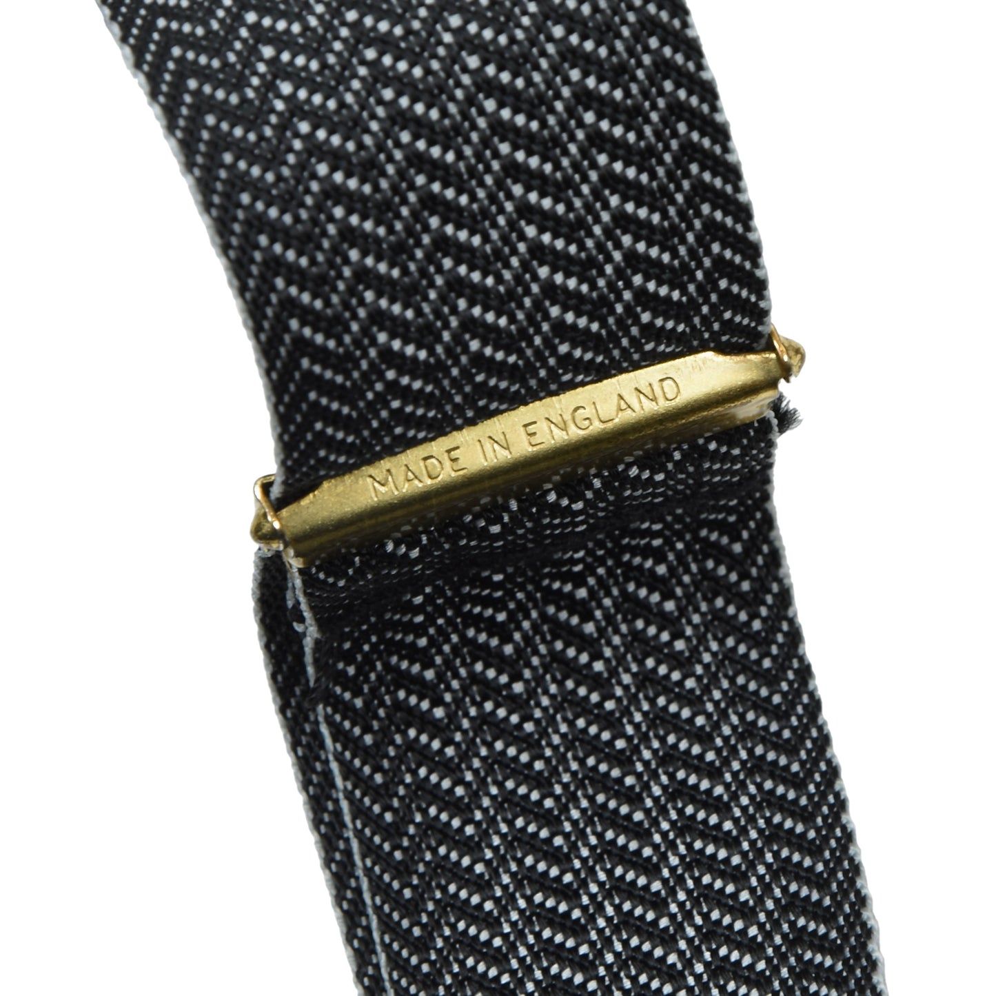 Classic Ribbon Braces/Suspenders -  Black/White Herringbone
