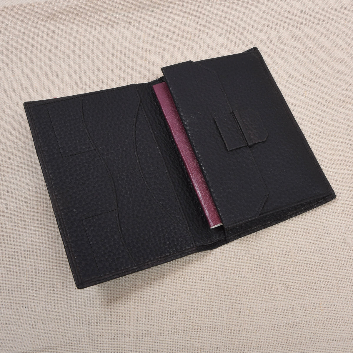 NOS Luxury Leather Travel Wallet Unsigned F. Schulz ca. 10cm - Black