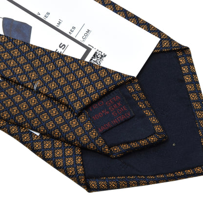 Etro Milano Silk Tie ca. 142.5cm/9.5cm - Navy & Orange