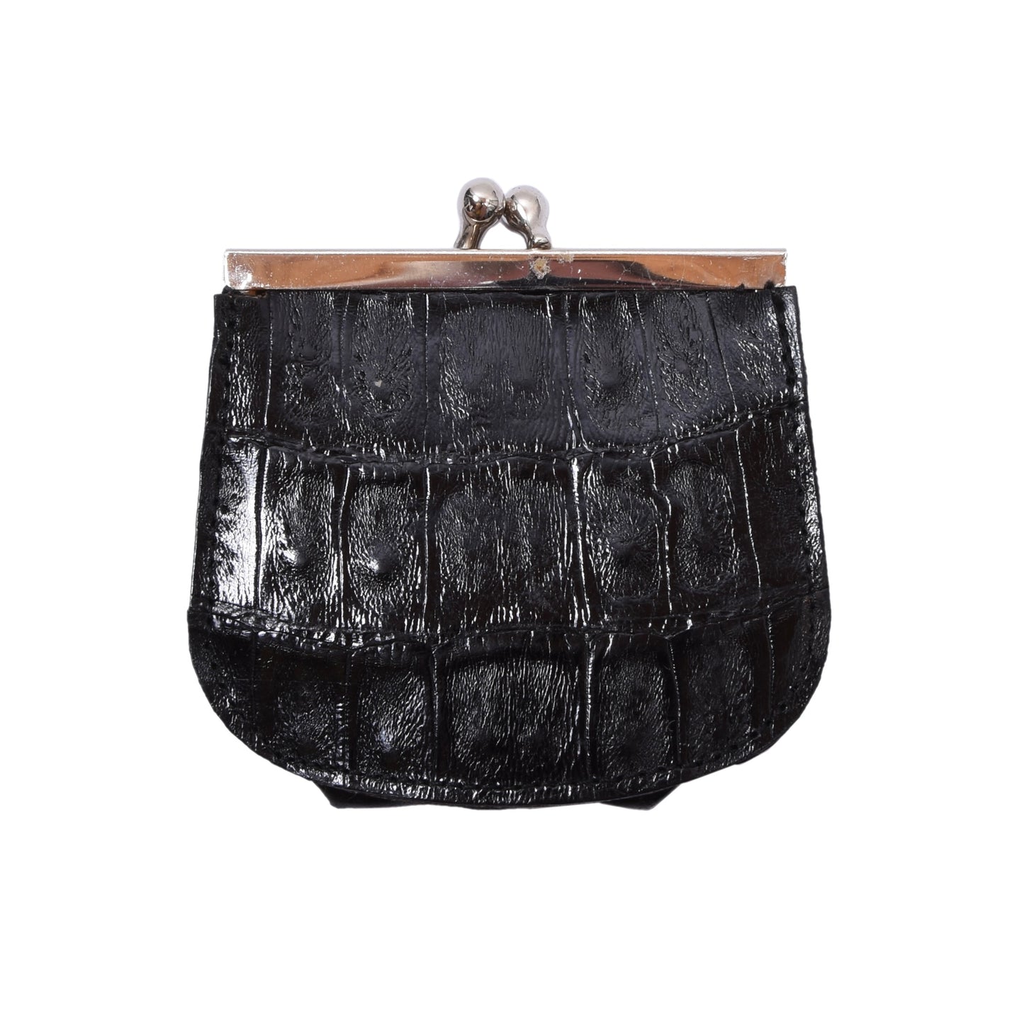 Crocodile Leather Coin Purse/Wallet ca. 9cm - Black