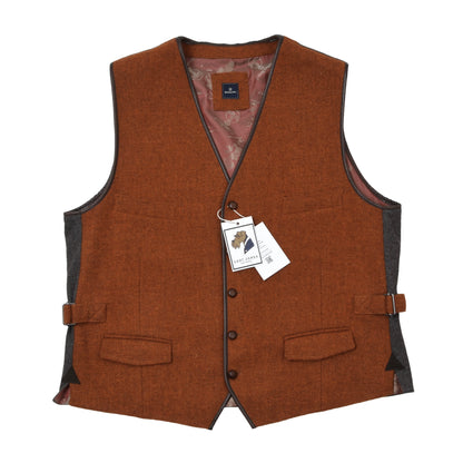 Barutti Harris Tweed Waistcoat/Vest Size 56/R46 Chest ca. 59.5cm - Orange