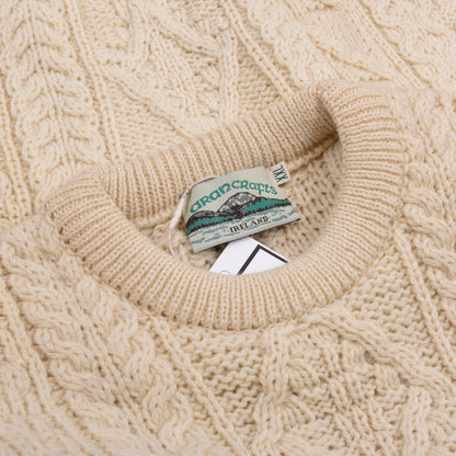Aran Crafts 100% Wool Fisherman's Sweater Size XXL Made in Ireland - Natural