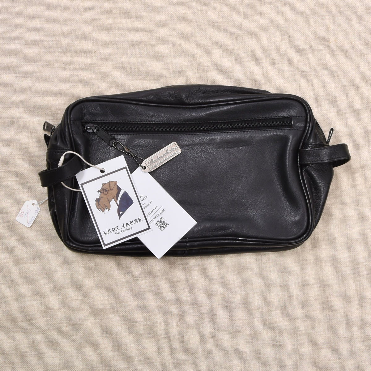 NOS Bodenschatz Germany Leather Toiletry Bag ca. 26.5cm - Black