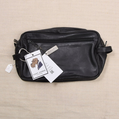 NOS Bodenschatz Germany Leather Toiletry Bag ca. 26.5cm - Black