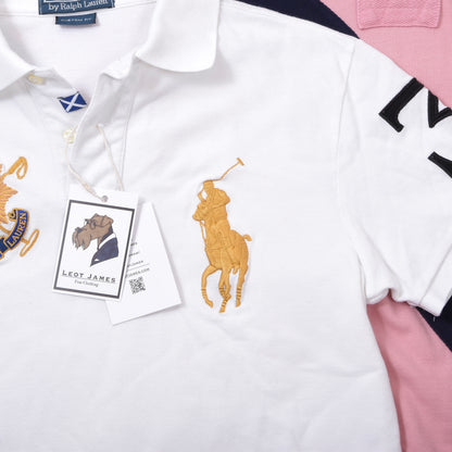 Polo Ralph Lauren 3x Polo Shirts Custom Fit ca. 47-49cm - White/Pink/Blue