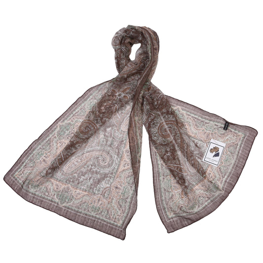 Klassischer Leinen-Seiden-Schal ca. 168cm - Braunes Paisley