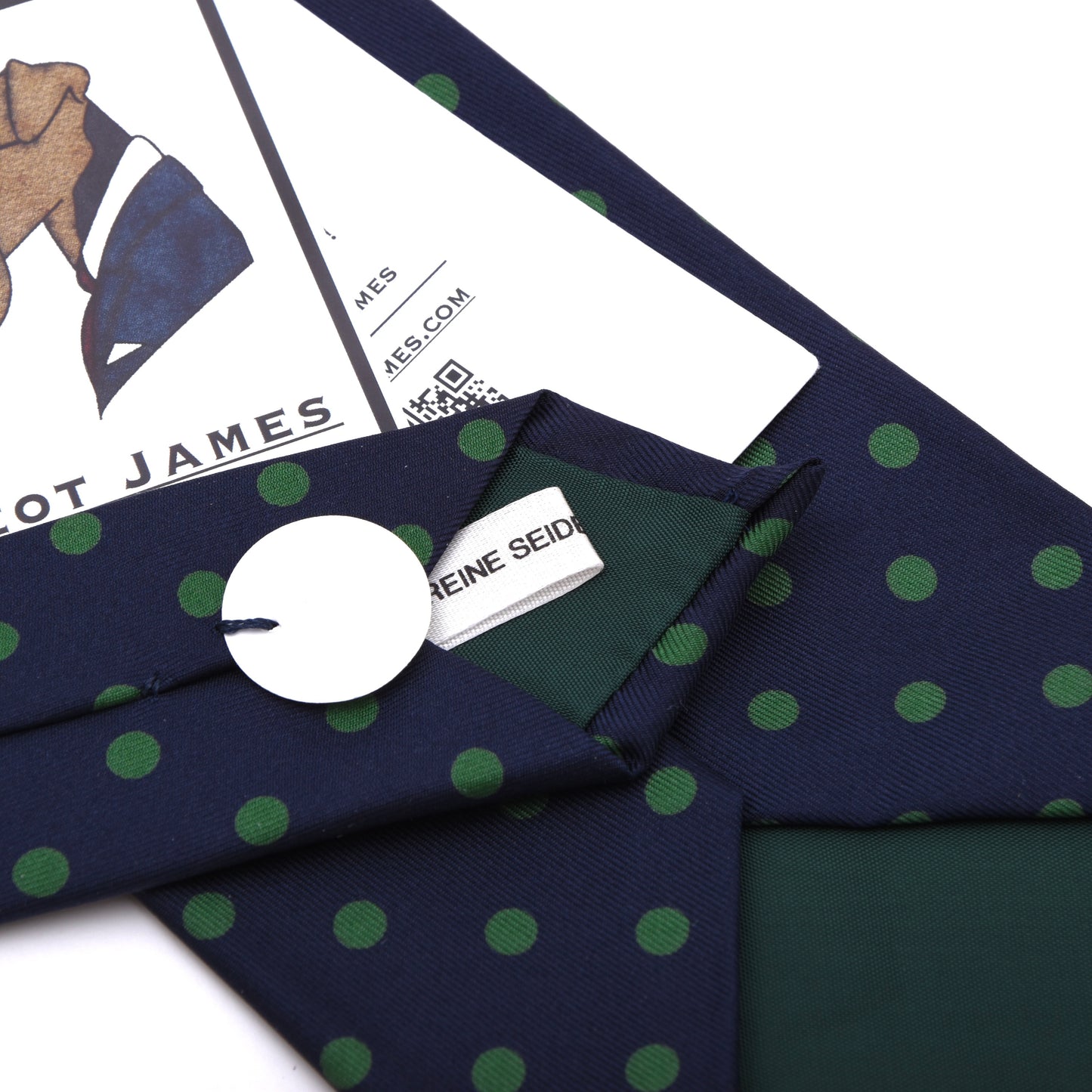 NOS Phoenix Silk Tie - Navy/Green Polka Dots