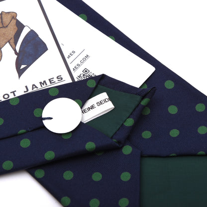 NOS Phoenix Silk Tie - Navy/Green Polka Dots