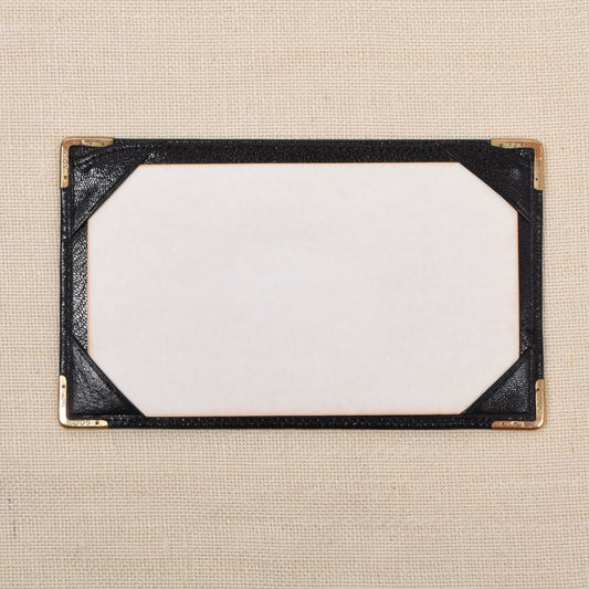 NOS Baumgartner am Graben Wien Leder-Belegmappe mit 1/10 9kt Gold Filled Ecken – Schwarz