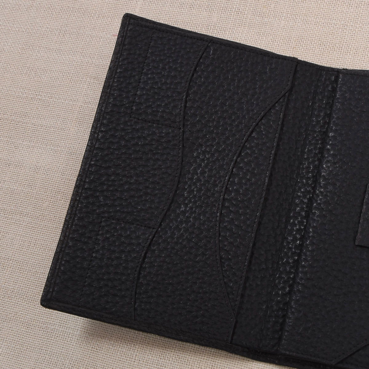NOS Luxury Leather Travel Wallet Unsigned F. Schulz ca. 10cm - Black