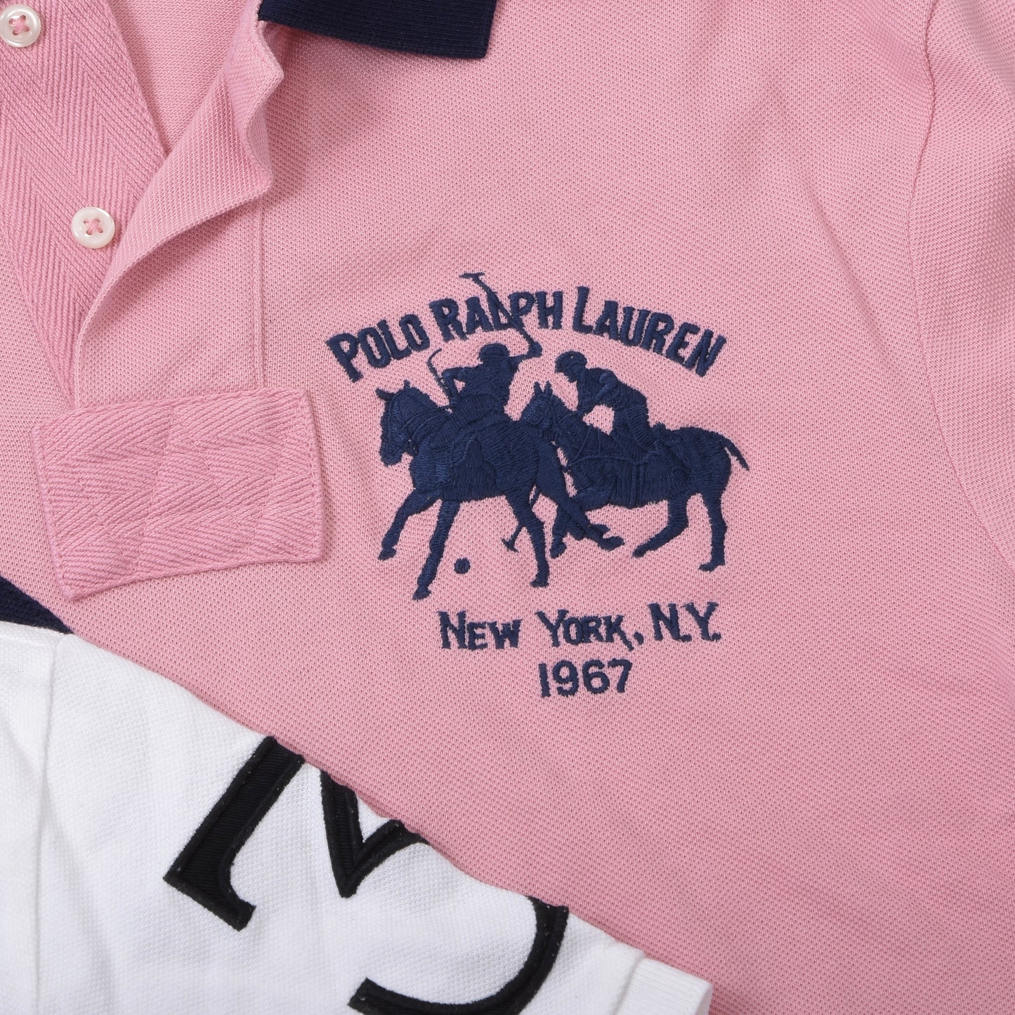Polo Ralph Lauren 3x Polo Shirts Custom Fit ca. 47-49cm - White/Pink/Blue