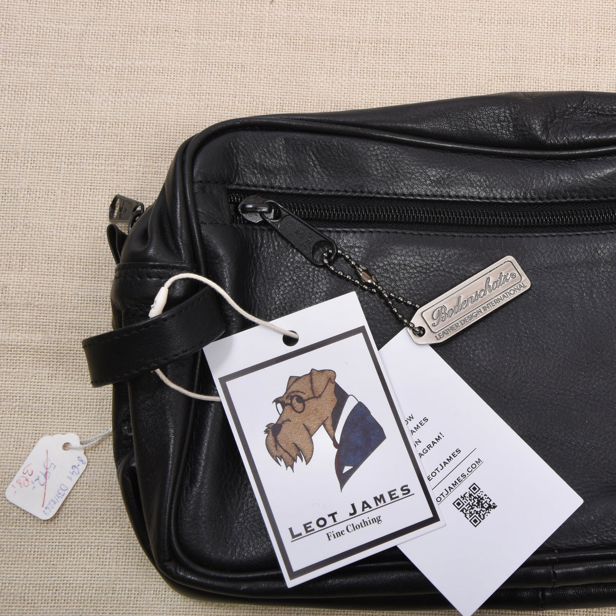 NOS Bodenschatz Germany Leather Toiletry Bag ca. 26.5cm - Black