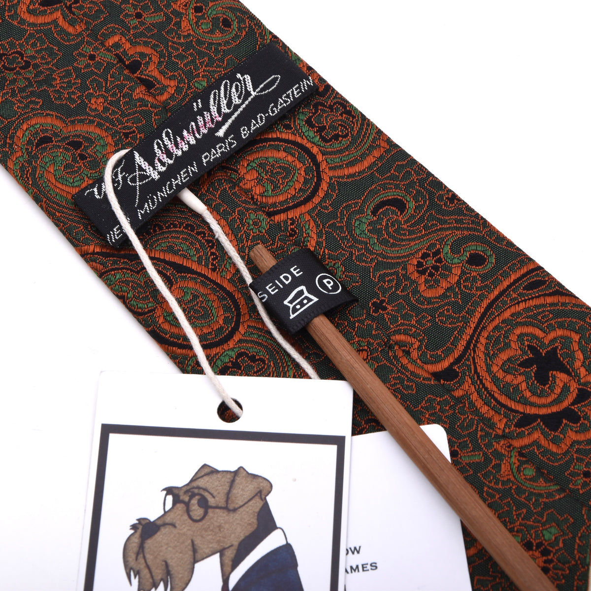 Vintage Adlmüller Jacquard Seide Krawatte 140cm - Orange/Grün Paisley