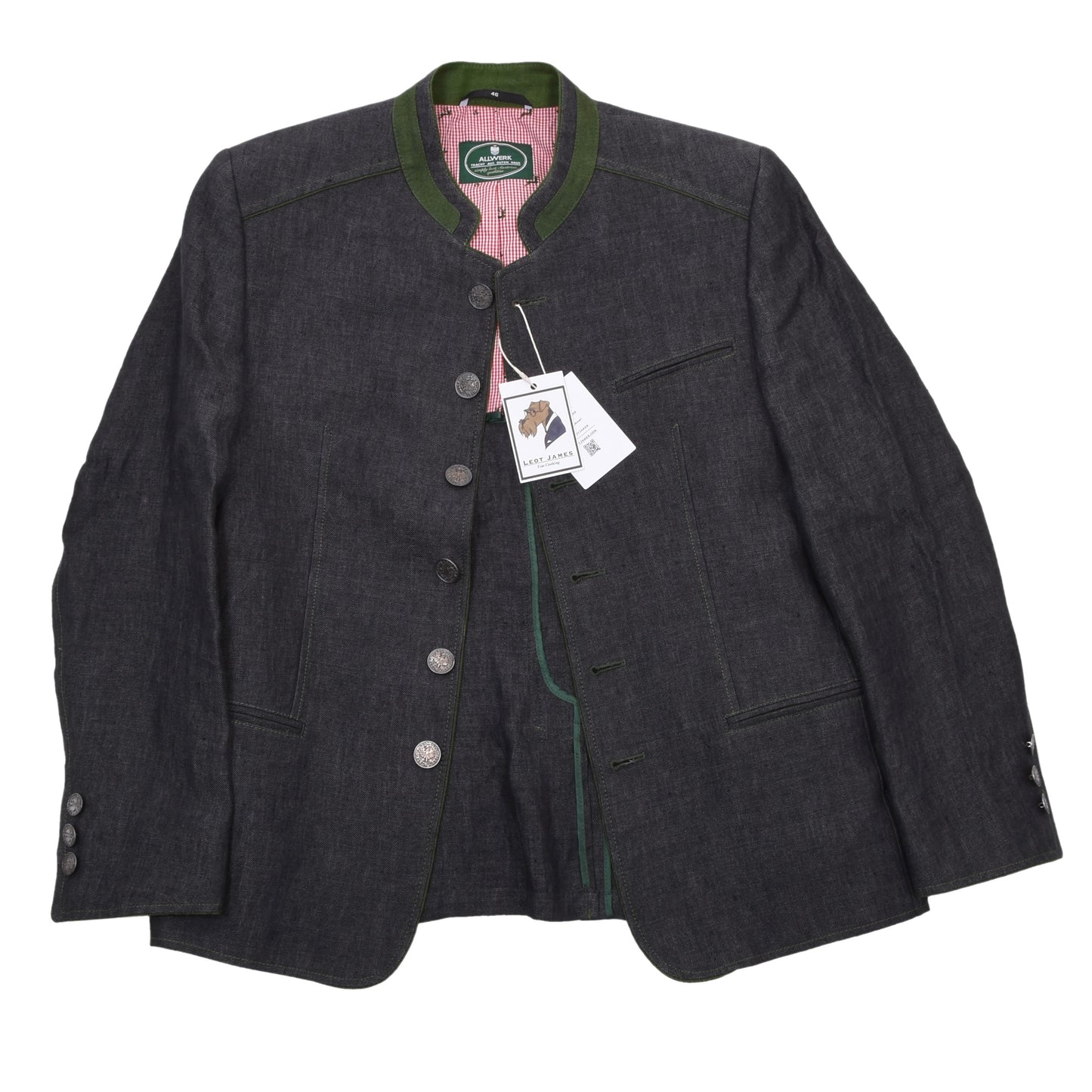 Allwerk 100% Leinen Janker/Jacke Größe 46 ca. 52,5cm - Grau